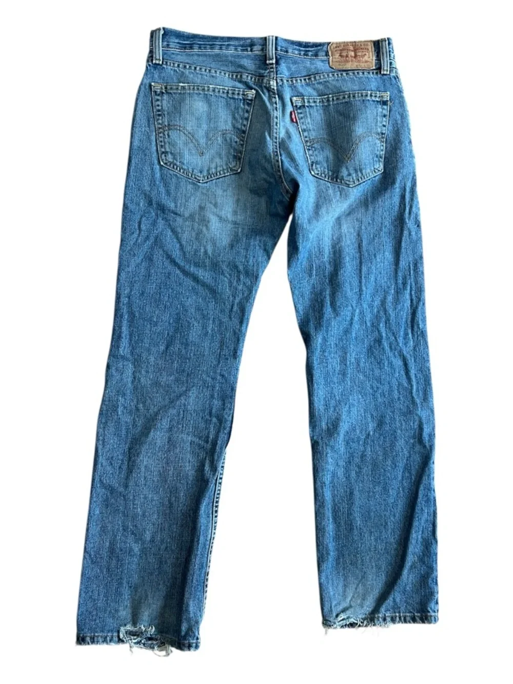 Levi's 505 Straight Fit Distressed Blue Denim Jeans 32x30 Men
